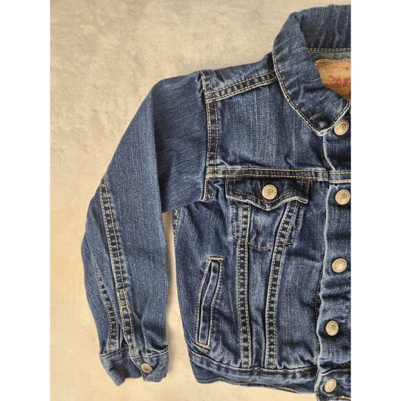 Levi Strauss Denim Jacket Child 3X Regular Blue Jean Classic Red Tab Snap Front - Picture 2 of 10